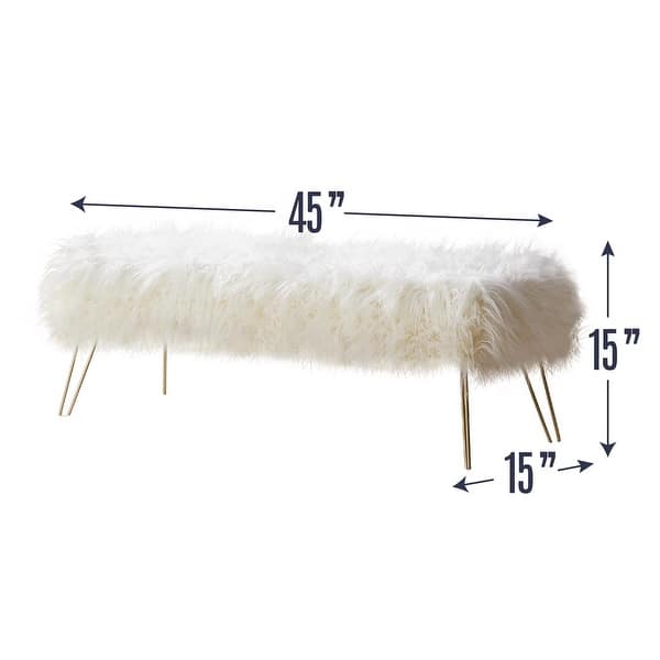 dimension image slide 2 of 3, Silver Orchid Nilsson Contemporary Modern Faux Fur Long Bench Ottoman
