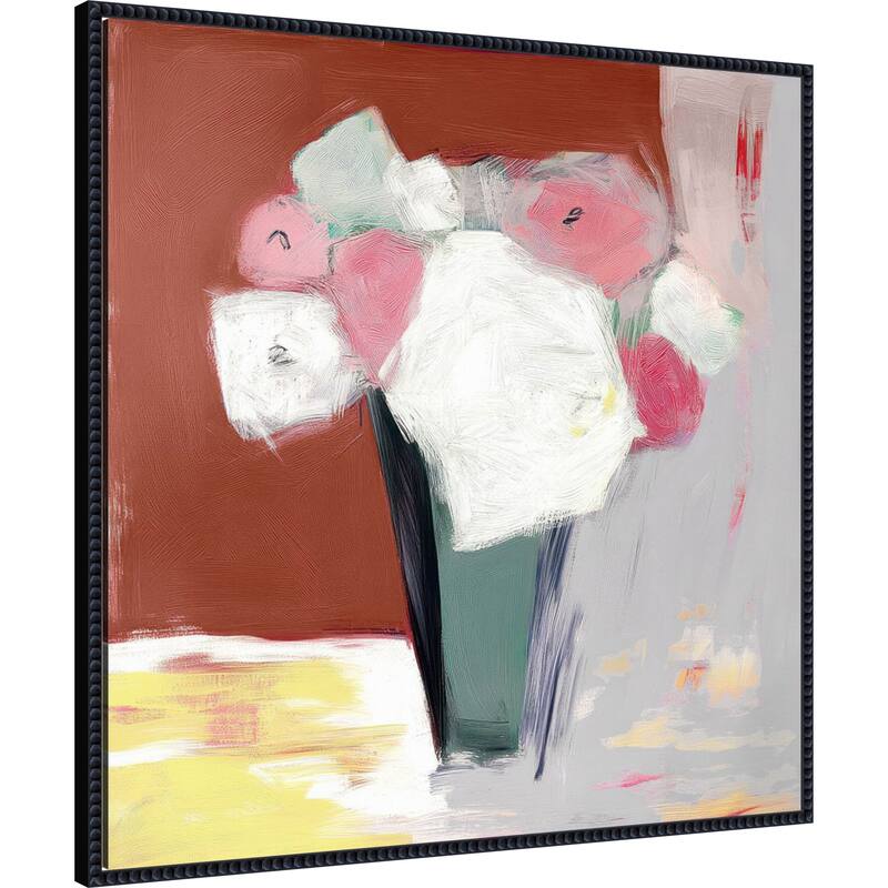 Red Radiance No. 1 by Mona Grace (30 x 30 in.), Framed Canvas Wall Art Print