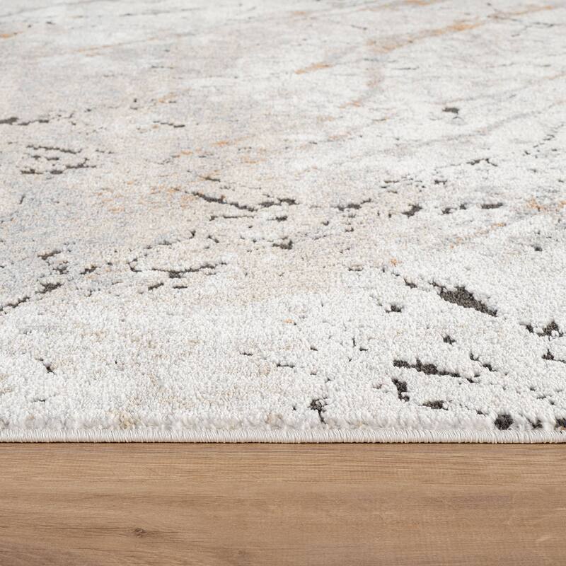 Marble Flow Area Rug - Rug for Living Room, Bedroom - Easy to Clean, Durable Polypropylene/Polyester with Jute Backing