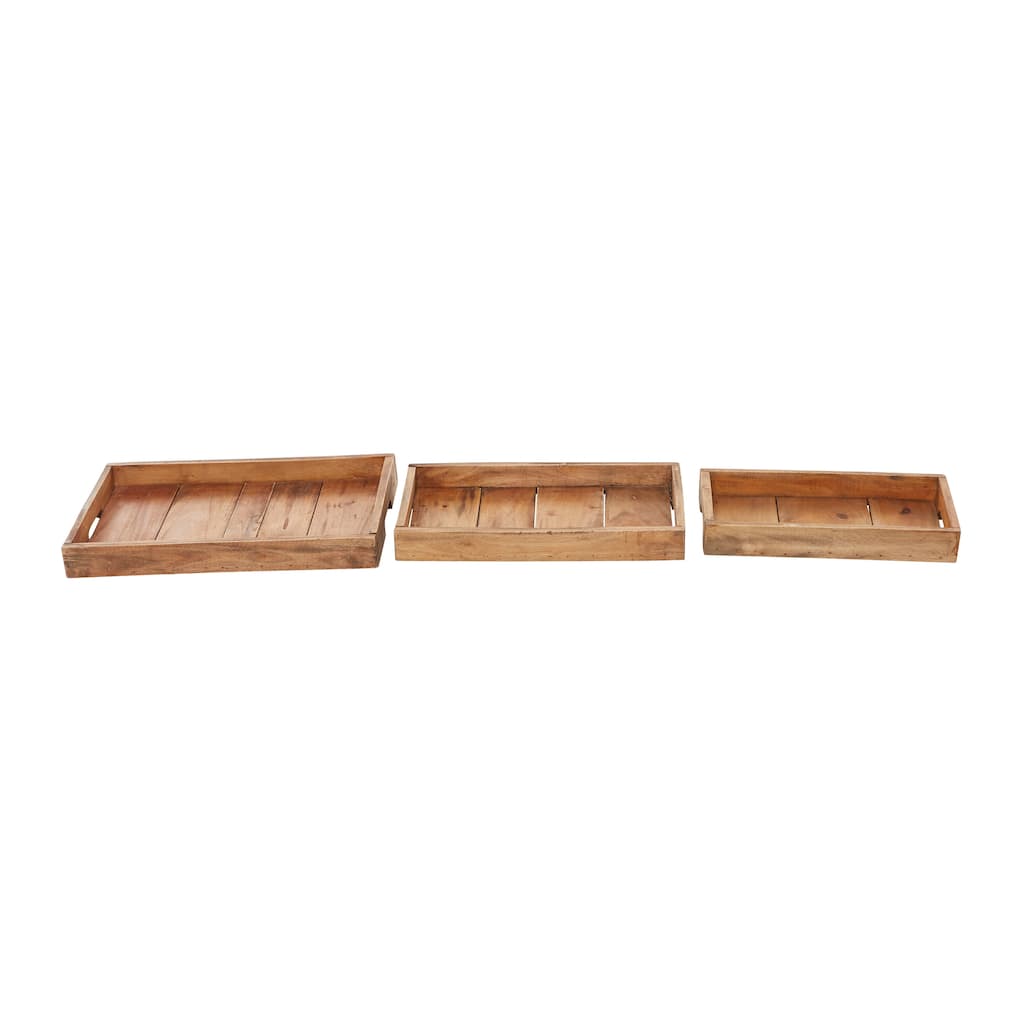 Wood Living Room Decor Tray - Set of 3 Brown - Roche River Decor