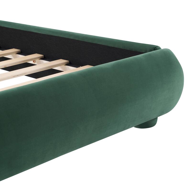 Queen / King Fabric Upholstered Bed with Curved Aesthetic Headboard