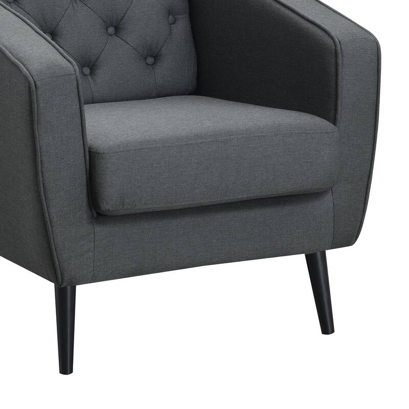 Mid-Century Modern Tufted Tuxedo Arm Grey Chair