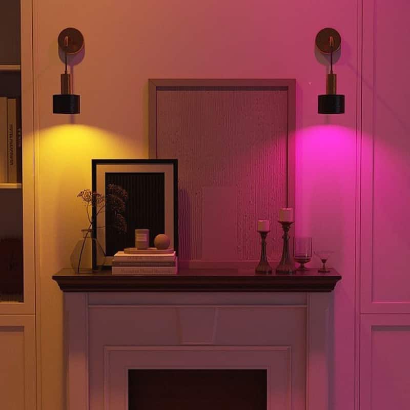 Modern Metal Battery Operated Armed Lights Wall Sconce Set of 2 - RGB