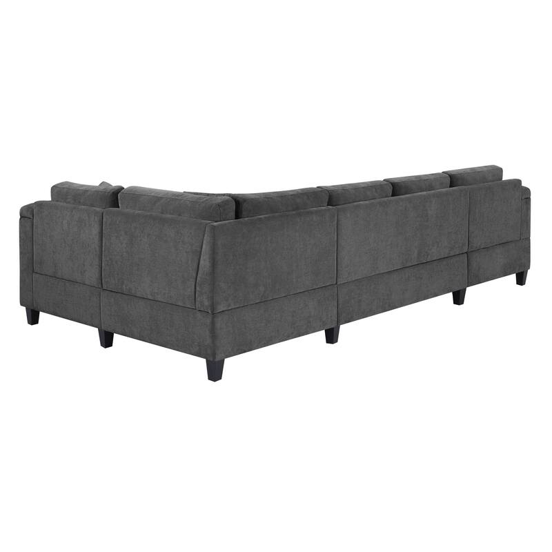 Oversized Corner Sectional, Modern U-Shaped Sectional Sofa with Built-in Storage Boxes and Dual Cup Holders, USB Ports, Pockets
