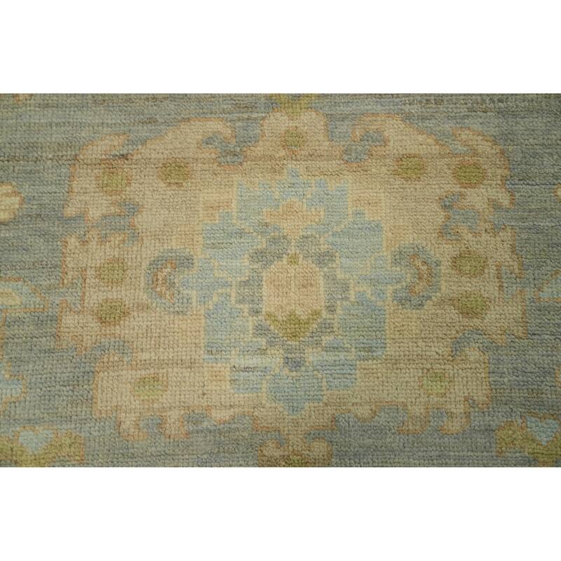 Vegetable Dye Wool Oushak Turkish Large Rug, Floral Geometric Carpet - 14' 2'' X 12' 4''
