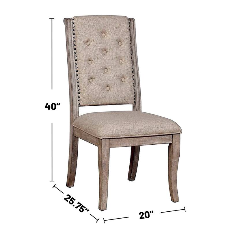 Set of 2 Beige Upholstered Side Chairs
