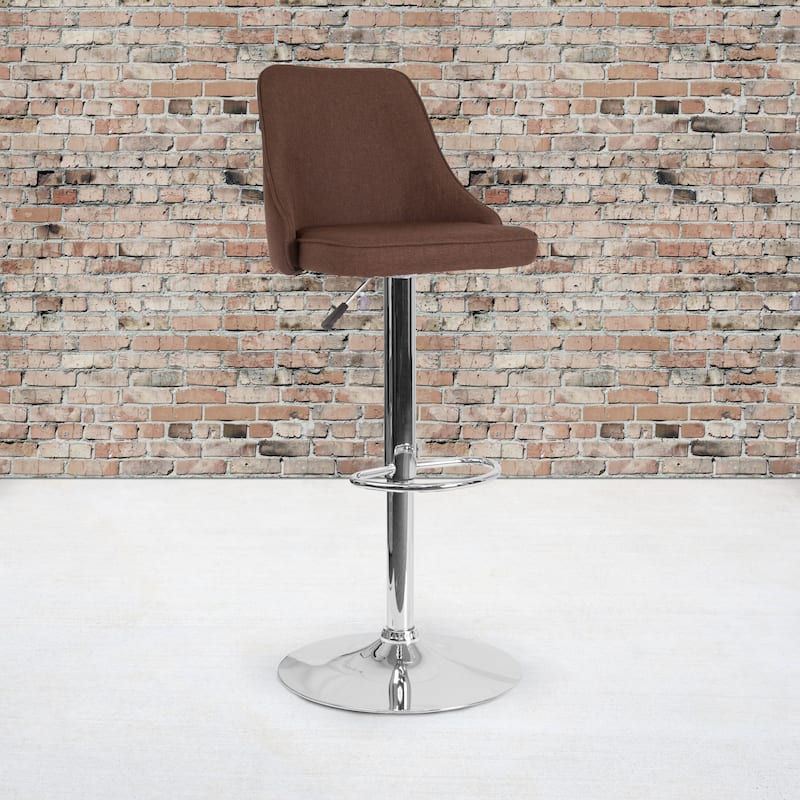 Modern Height-adjustable Chrome Barstool - 18"W x 19"D x 35.75" - 44.25"H - 18"W x 19"D x 35.75" - 44.25"H
