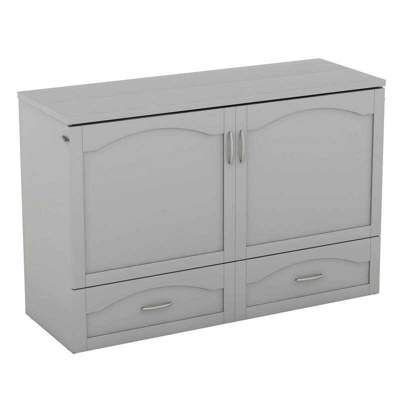 Queen Size Murphy Bed Wall Bed with drawer and a set of Sockets & USB Ports, Pulley Structure Design