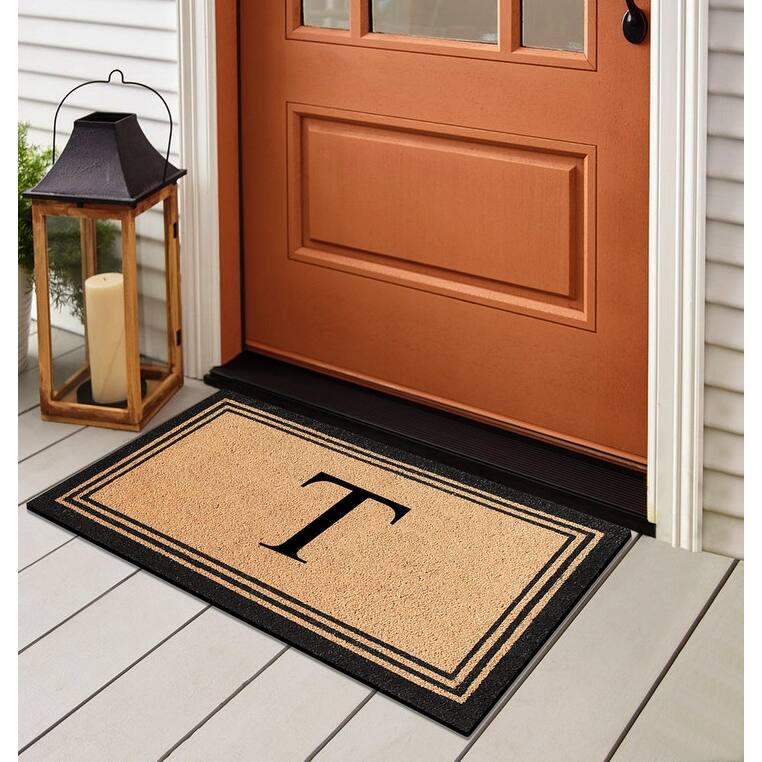 A1HC Natural Coir Monogrammed Heavy Duty PVC Backing Doormat