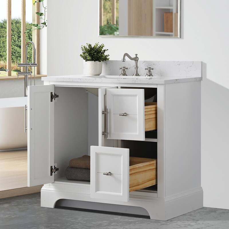 Vanity Art 36" Single Sink Bathroom Vanity with Top & Backsplash