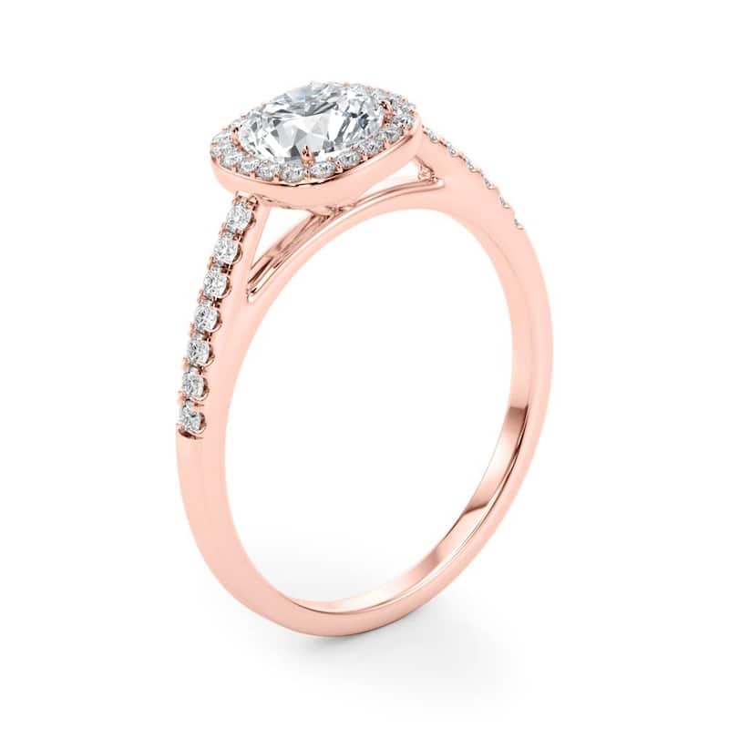 Auriya 14k Rose Gold Lab Grown Cushion Diamond Halo Engagement Ring 0.50 to 5.00 ct. tw. (F-G VS)