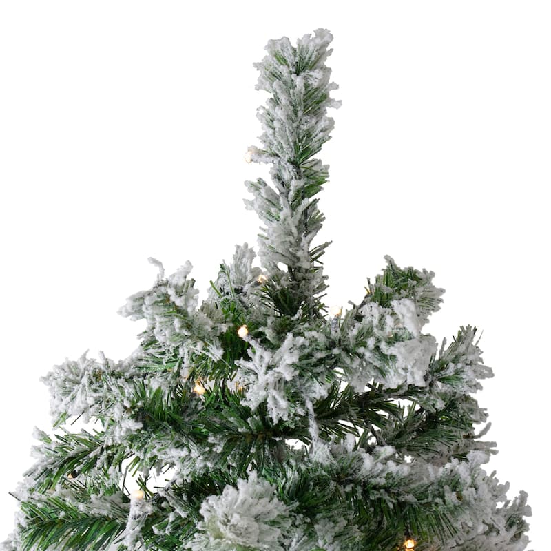 7.5' Medium Flocked Winter Park Fir Artificial Tree Warm Clear LED - 7.5 Foot