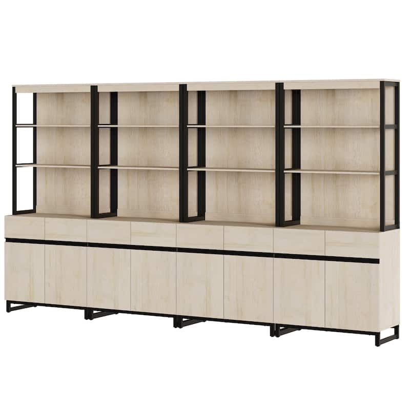 WAMPAT Modern 72" Tall Bookcase with Metal Base and Adjustable Shelves, Library Book Shelf with Storage Cabinet