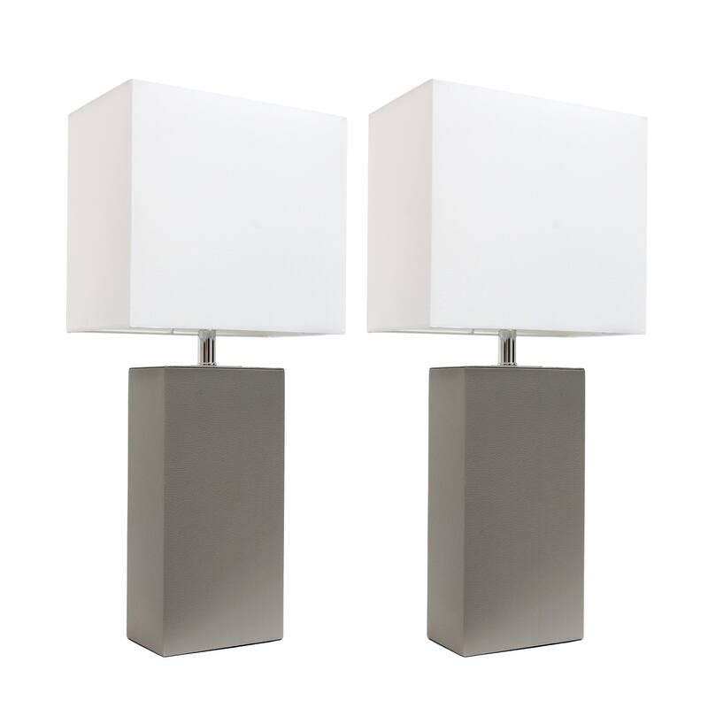 21 in. Gray Finish Table Lamp with White Shade, Sturdy Table Lamp for Living Rooms and Bedrooms, Set of 2