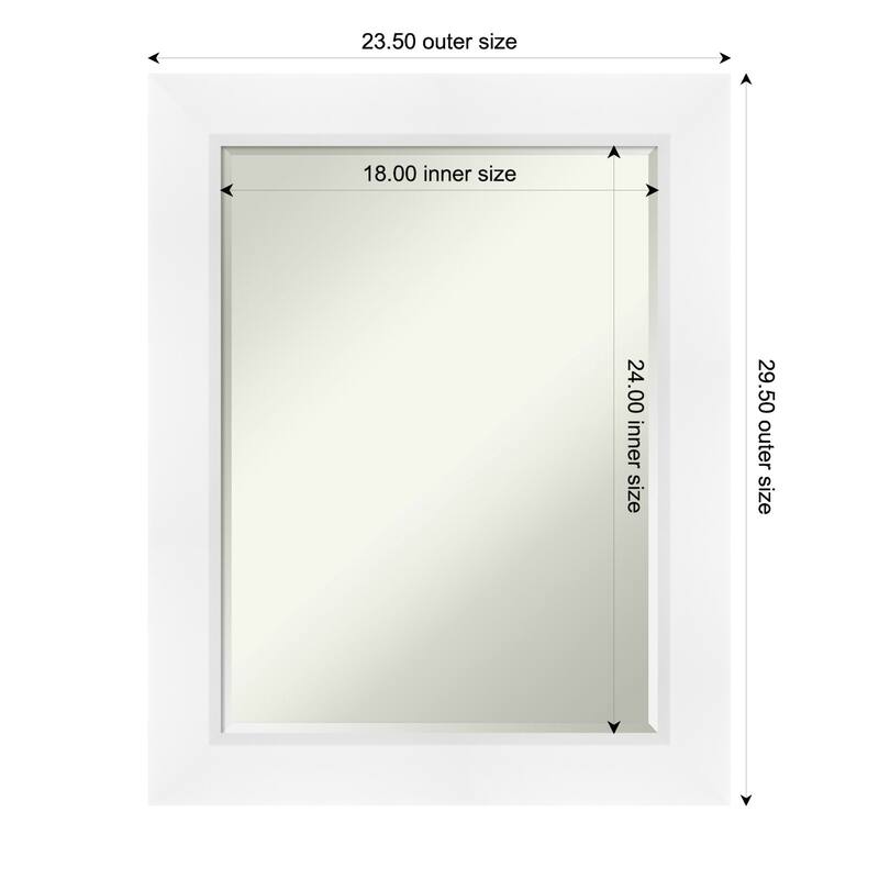 Sloped Half-Inch-Bevel Framed Bathroom Vanity Wall Mirror - 24 x 30 in - Sloped White