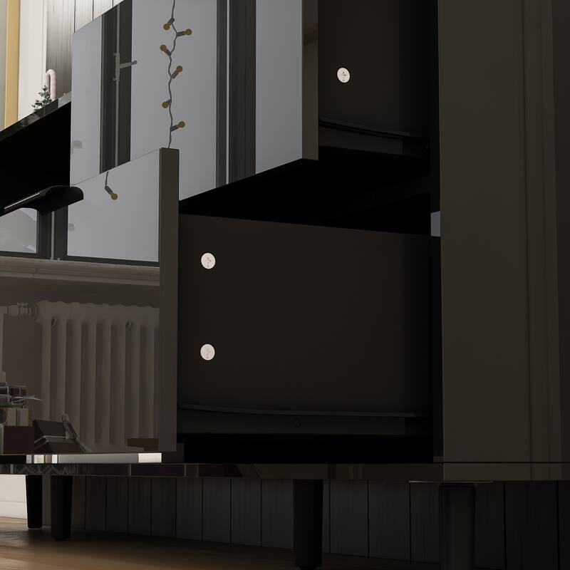 TV Stand with Integrated Electric Fireplace - 12 Flame Modes Cosole