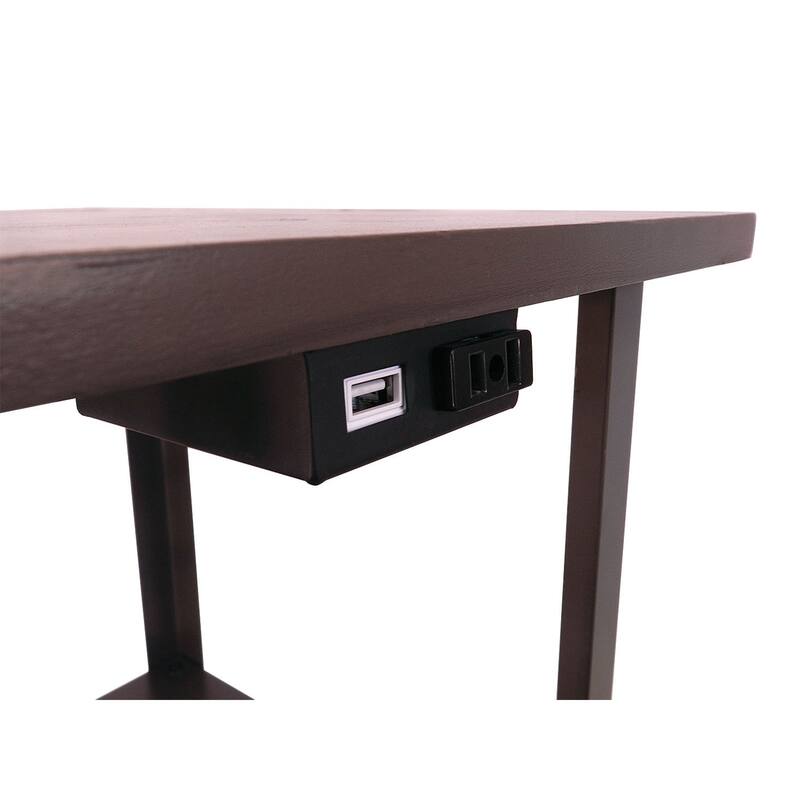 58" Squared Sofa Side Shelves Table Lamp w/ Power Station