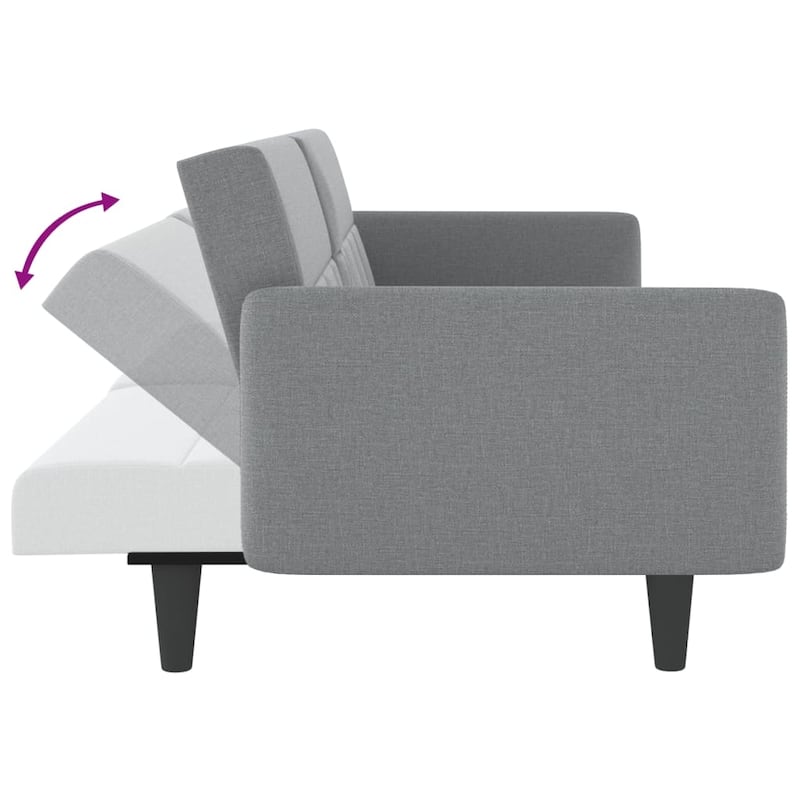 vidaXL Sofa Bed with Cup Holders Black Fabric - 86.6" x 35" x 27.6"