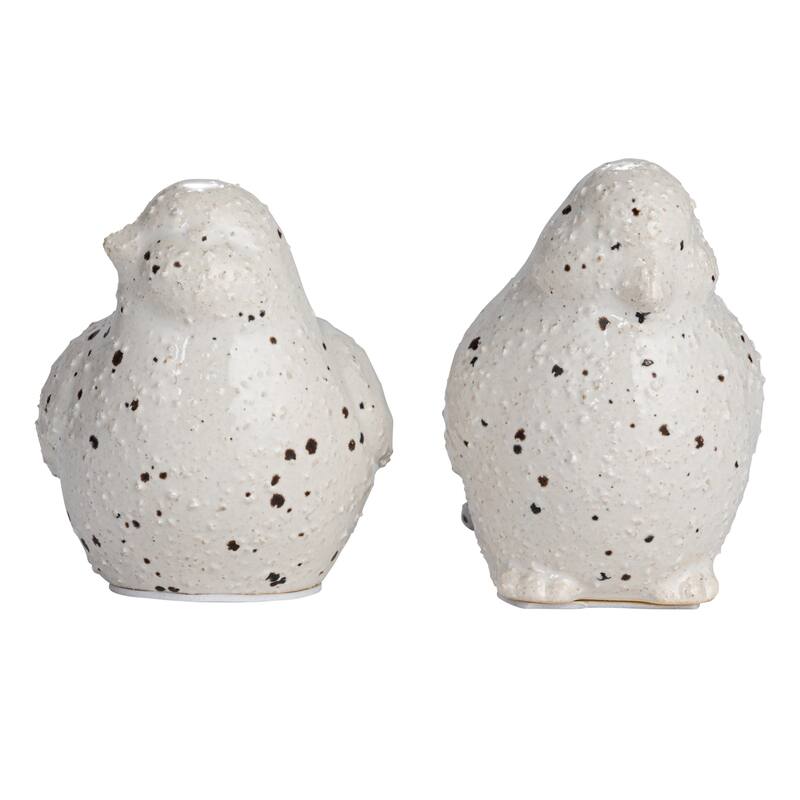 Stoneware Bird Accent Decor with Dots, Set of 2 - 4.4"L x 2.5"W x 3.0"H