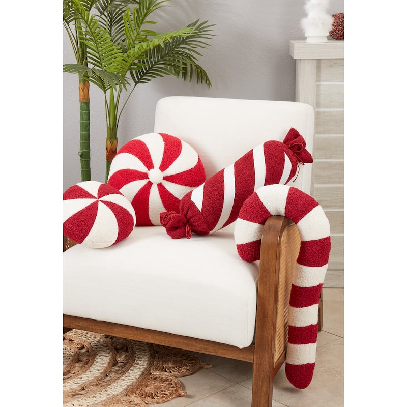 Holiday Cheer Candy Cane Poly Filled Throw Pillow