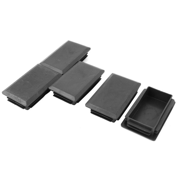 Home Plastic Rectangle Shaped Table Legs Tube Insert Black 101 x 61mm 5 Pcs