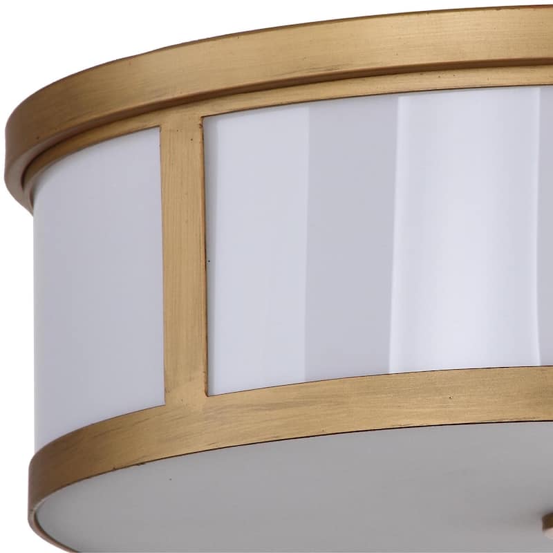 SAFAVIEH Lighting Stephenie 6-inch 2-Light Avery Gold Ceiling Drum Light - 17" x 17" x 6" - Antique Gold - 17Wx17Dx6H