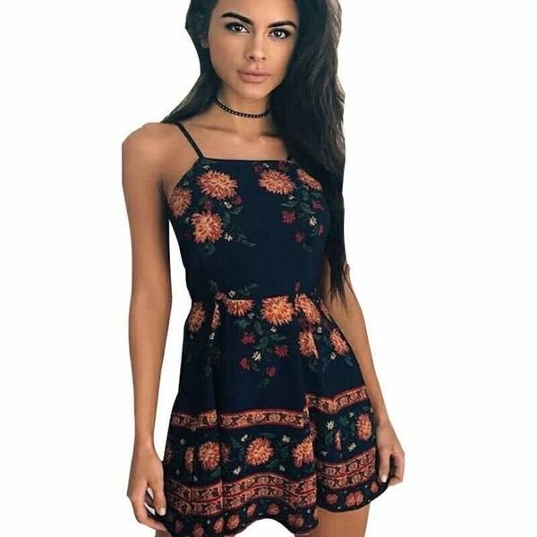 Shop Women Spaghetti Strap Mini Dress 2018 Summer Patchwork