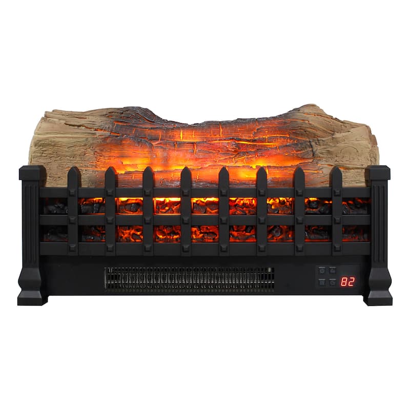 20 inch Electric Fireplace 3D Log set insert, Free Standing Fireplace Heater for Indoor - Antique Black