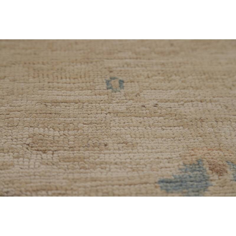 Transitional Beige Oushak Turkish Large Rug Hand-Knotted Wool Carpet - 9'6"x 13'9"