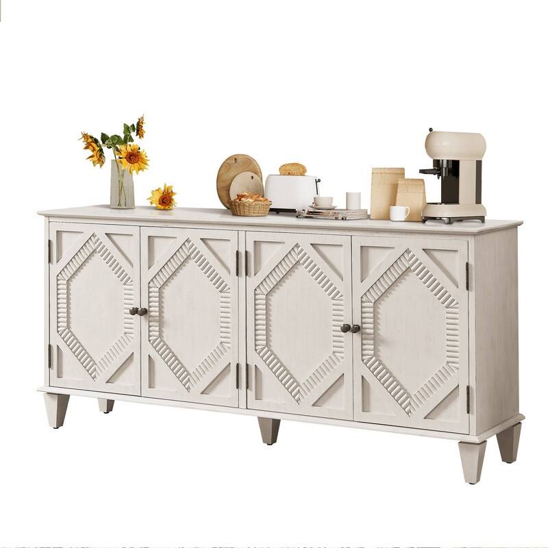 Mid Century Modern Sideboard Buffet Cabinet with Solid Wood Legs for Storage and Display