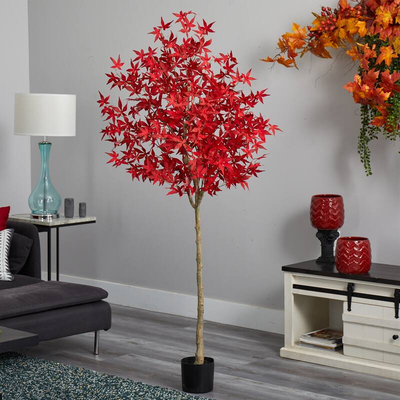 Artificial Maple Tree - 6ft Fall Foliage Indoor Accent Decor - Realistic Home Decor Tree in Nursery Pot