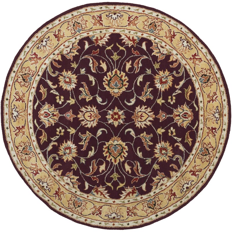 Livabliss Caesar Updated Traditional Border Area Rug. - 9'9" x 9'9" Round - Dark Red/Sepia