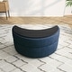preview thumbnail 45 of 96, Upholstered Chenille Boucle Half Moon Storage Ottoman with Tray