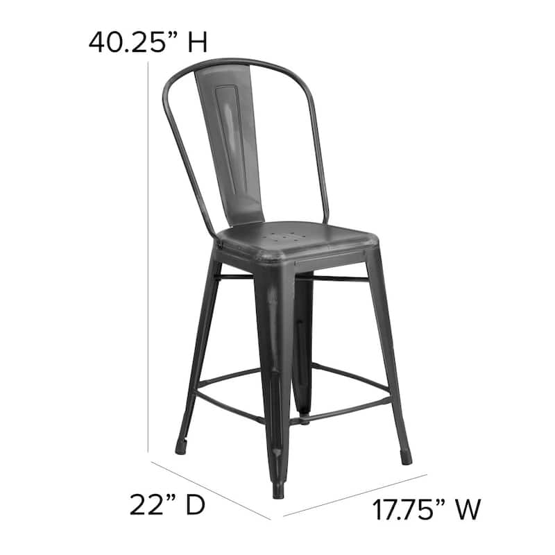 All-Weather Counter Height Stool with Poly Resin Seat