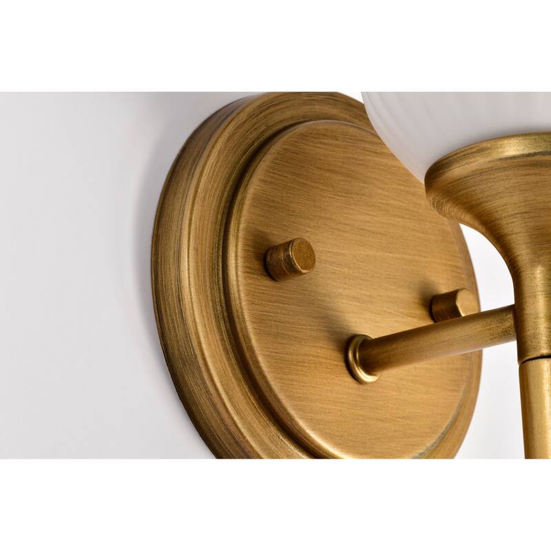 Solara 1 Light Wall Sconce Natural Brass Finish Frosted Ribbed Glass - Natural Brass