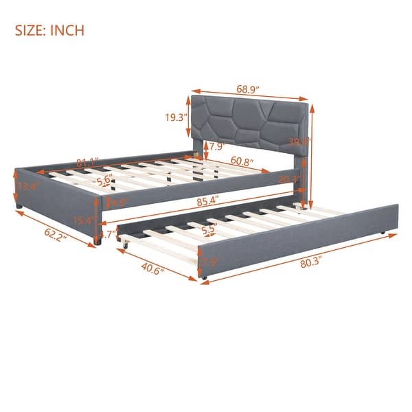 slide 2 of 11, Chic Upholstered Platform Bed with Versatile Trundle for Enhanced Comfort Gray
