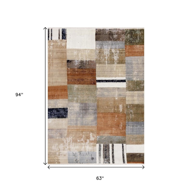 HomeRoots Geometric Modern Rectangle Area Rug - 5' X 8'