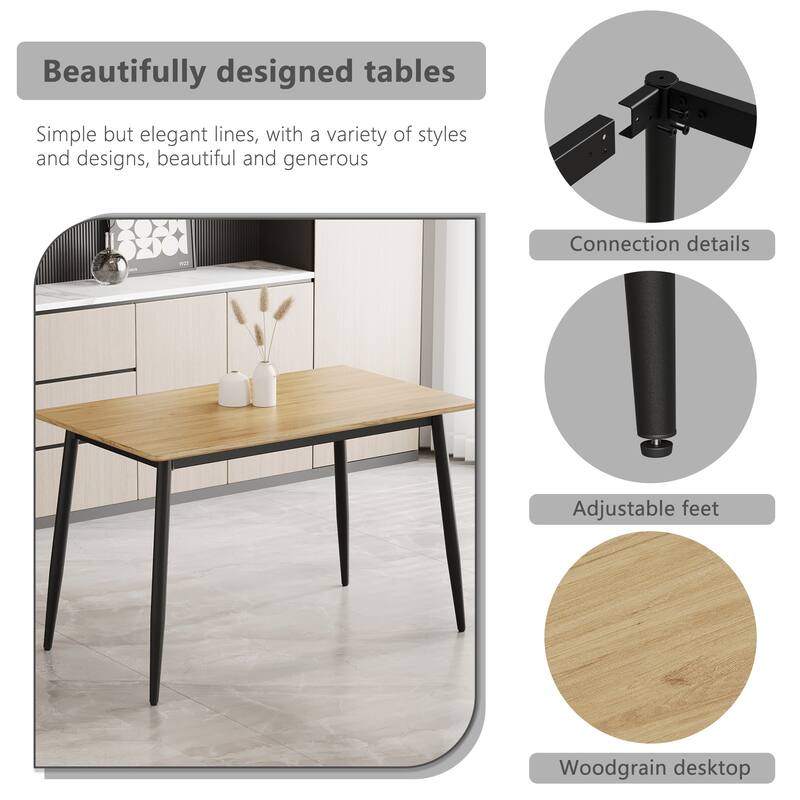 GDFStudio - Ardena Space Saving Minimalist Dining Table, Rounded Edges & Sturdy Metal Legs - 47.2"W