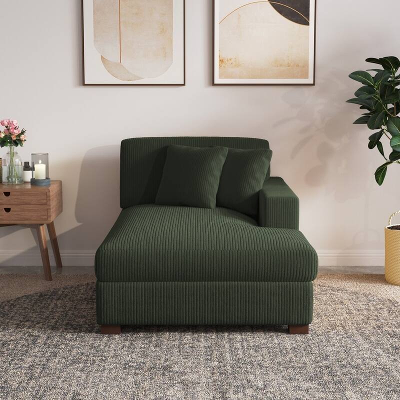 Upholstered Corduroy Chaise Lounge Chair With Pillow, Chaise Lounges For Interior