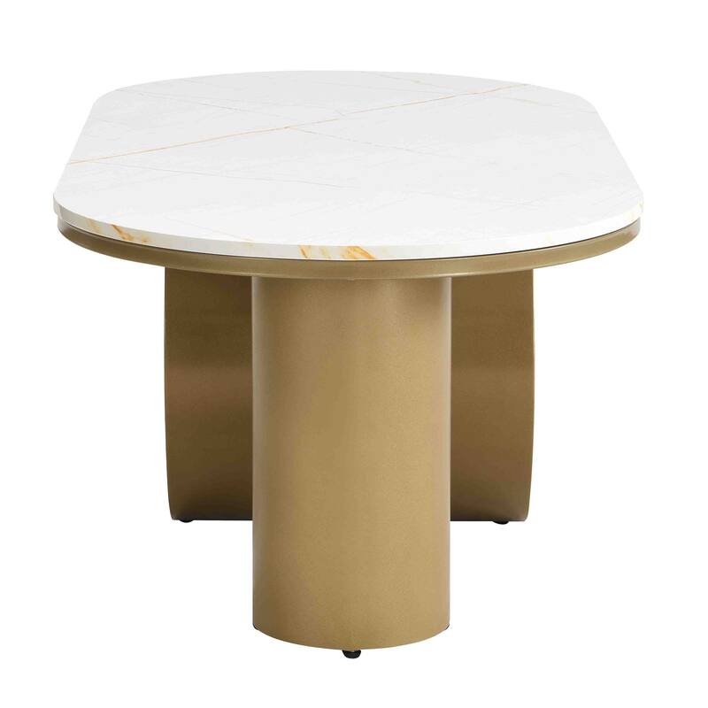 Luxury Industrial Oval Coffee Table, 47.24'' Coffee Table With Storage Drawer,Metal Center Table For Living Room