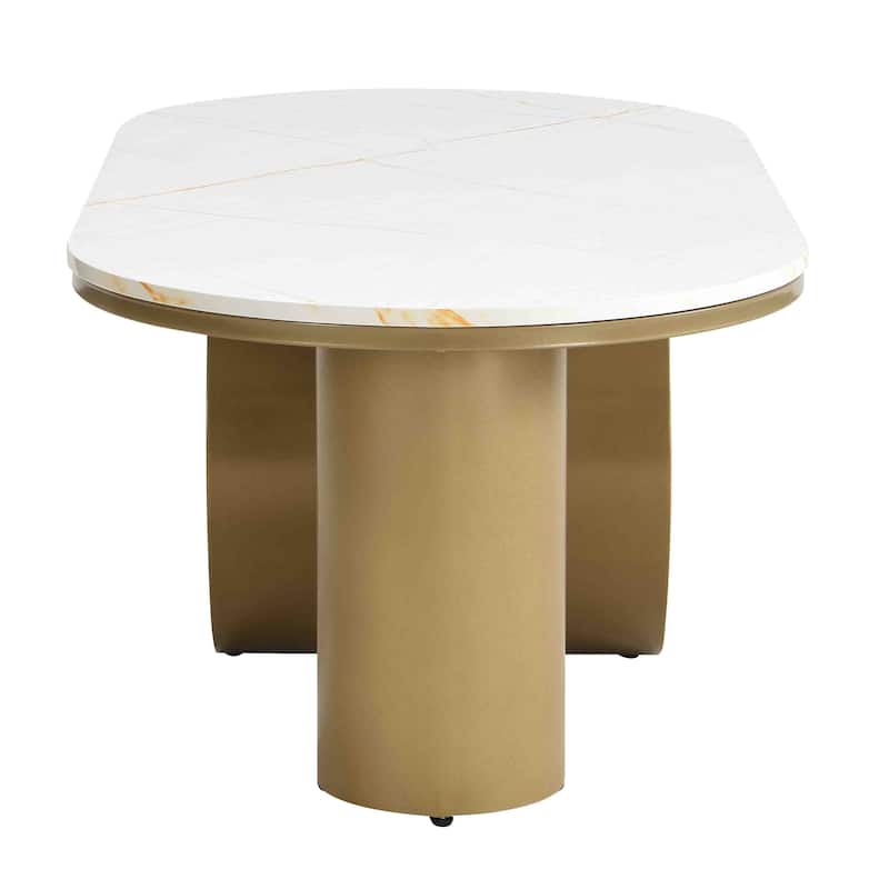 Modern Oval Coffee Table Luxury Coffee Table Center Table with Storage Drawer and Adjustable Legs, for Living Room