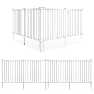 Gymax 2PCS 80'' x 39'' Vinyl Picket Fence 2 No Dig Fence Panels for