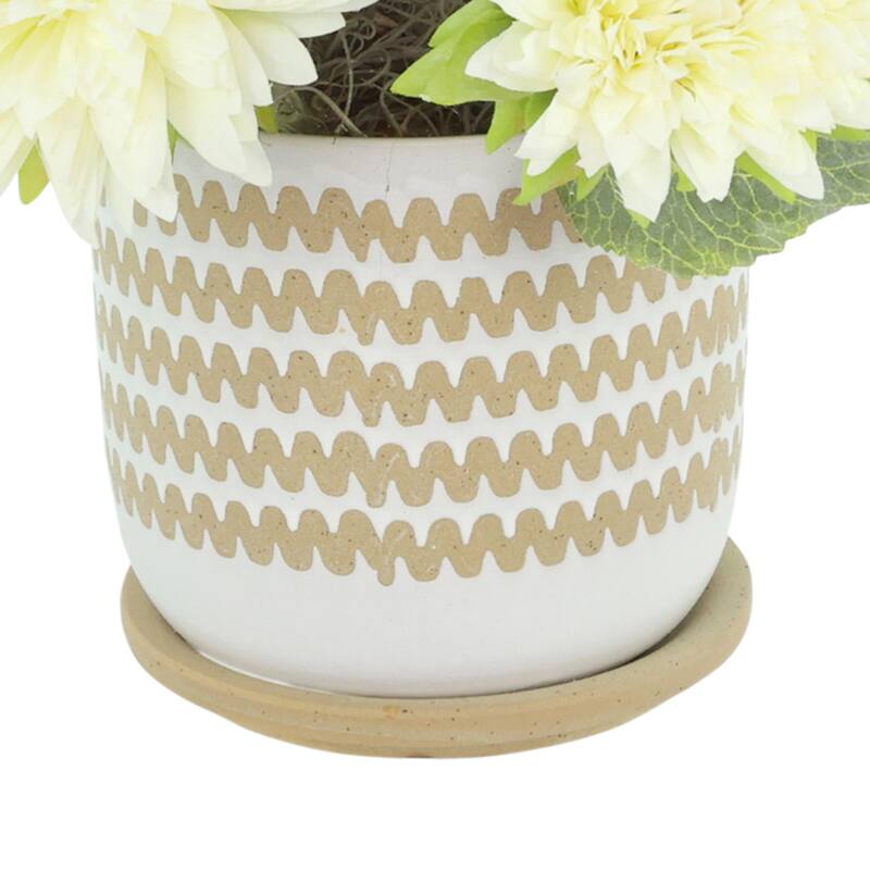 Sunflowers Arranged in a Ceramic Pot