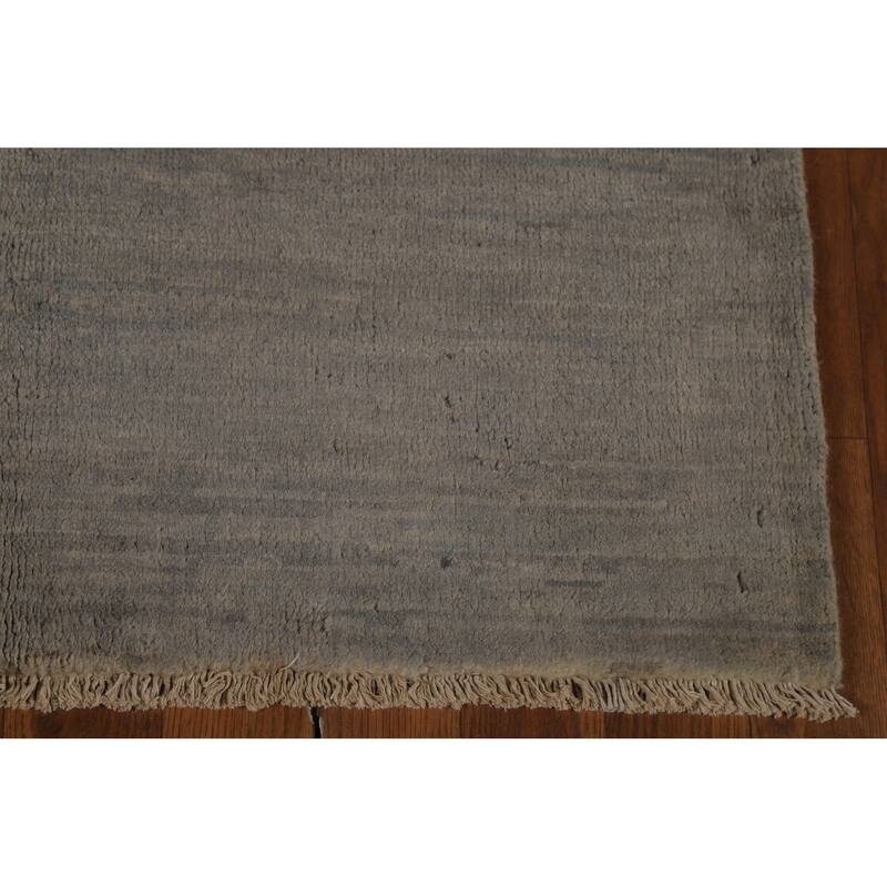 Striped Gray Gabbeh Modern Rug Handmade Wool Carpet - 3'3" x 4'6"
