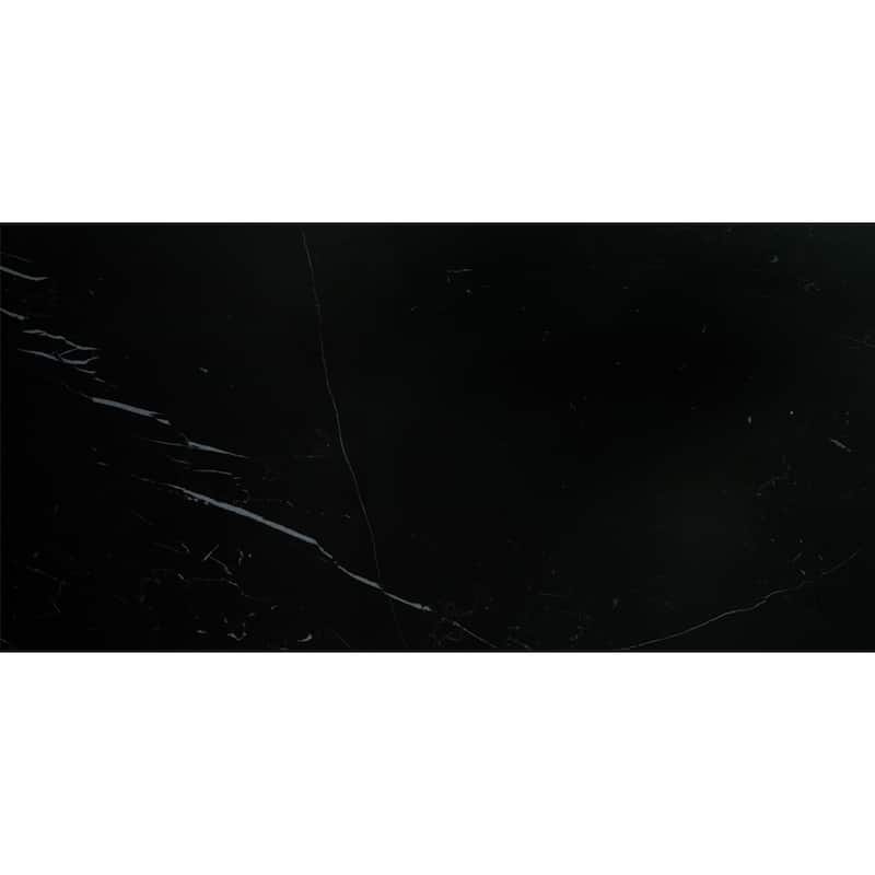 Penthouse 12x24 Polished Porcelain Tile - Floor, Wall - Large Format - Case of 6 (11.62 Sq. ft.) - Nero Marquina