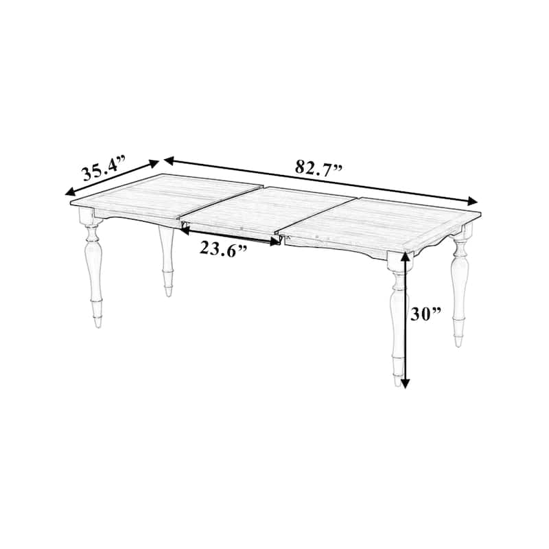 82.7 inch Extendable Dining Table with 23.6 inch Removable Leaf