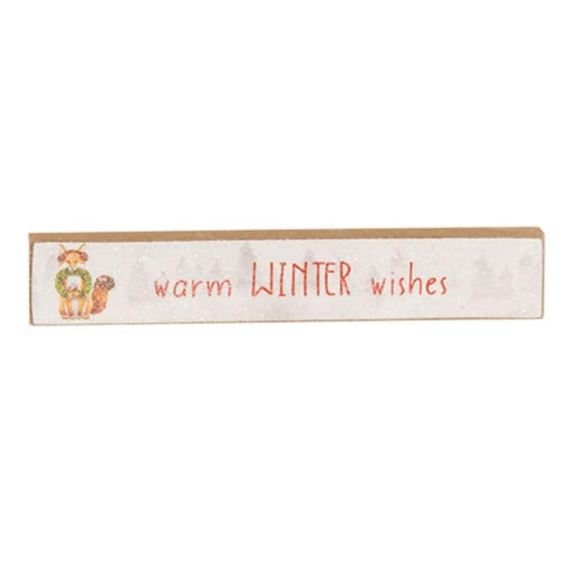 Seasonal Wooden Accent Sticks with Frosty Woodland Designs and Glittered Snow Finish 3 Asstd. - 1" H x 6" W x .5" D