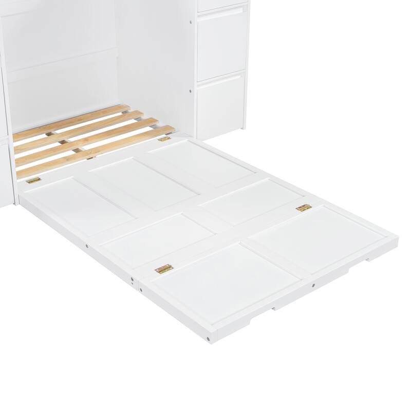 Twin Size Murphy Bed with Drawers, Cabinets and USB Ports