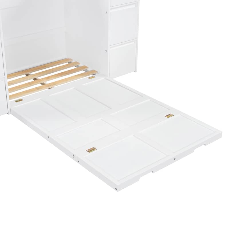 Twin Size Murphy Bed with Drawers,Cabinets and USB Ports