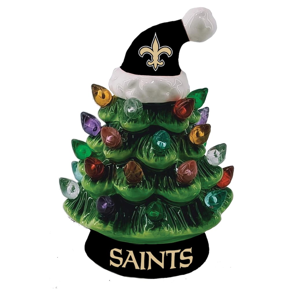 8" LED Ceramic Tabletop Christmas Tree, New Orleans Saints
